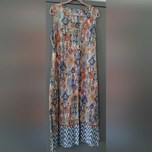 D&Co Petite Ikat Print Maxi Dress
